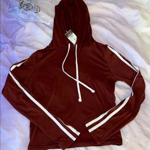 Rue21 burgundy Sweater with hood NWT